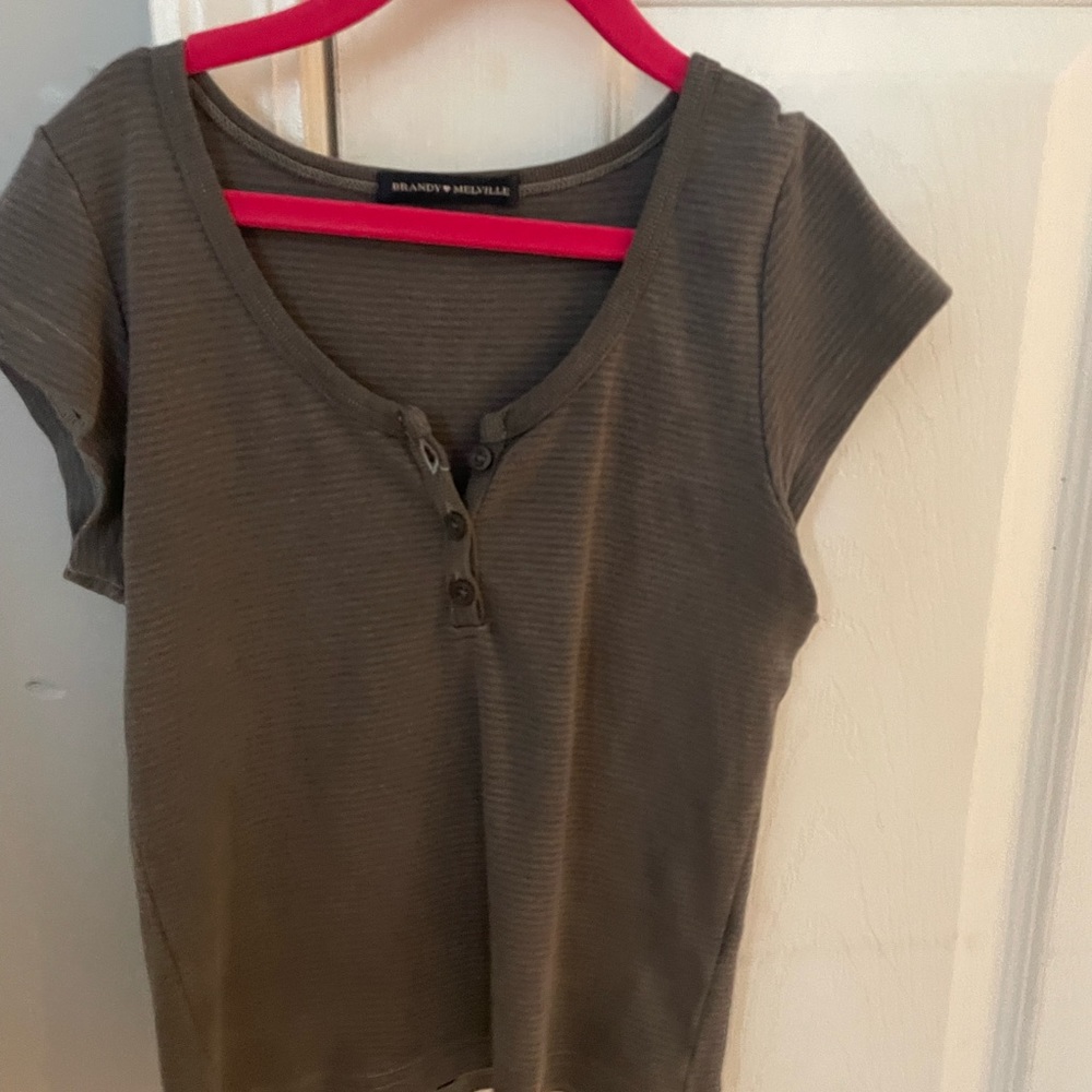 Brandy Melville striped button up baby tee